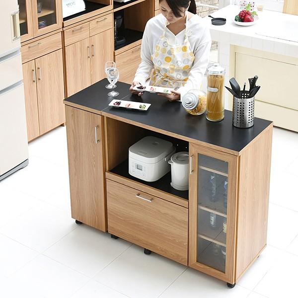 キッチンカウンター 幅 120cm 北欧 おしゃれ レンジ台 キッチンワゴン 食器棚 スライドレール コンセント付き 炊飯器 家電 キッチン収納 間仕切り リビング