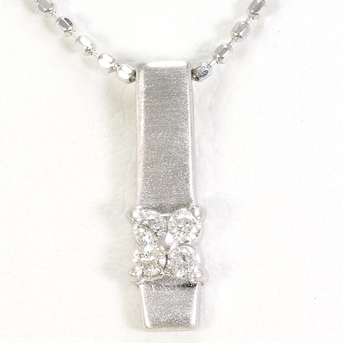 K10 10金 WG ホワイトゴールド ネックレス ダイヤモンド（ct刻印なし） 総重量約1.1g 約40cm 中古