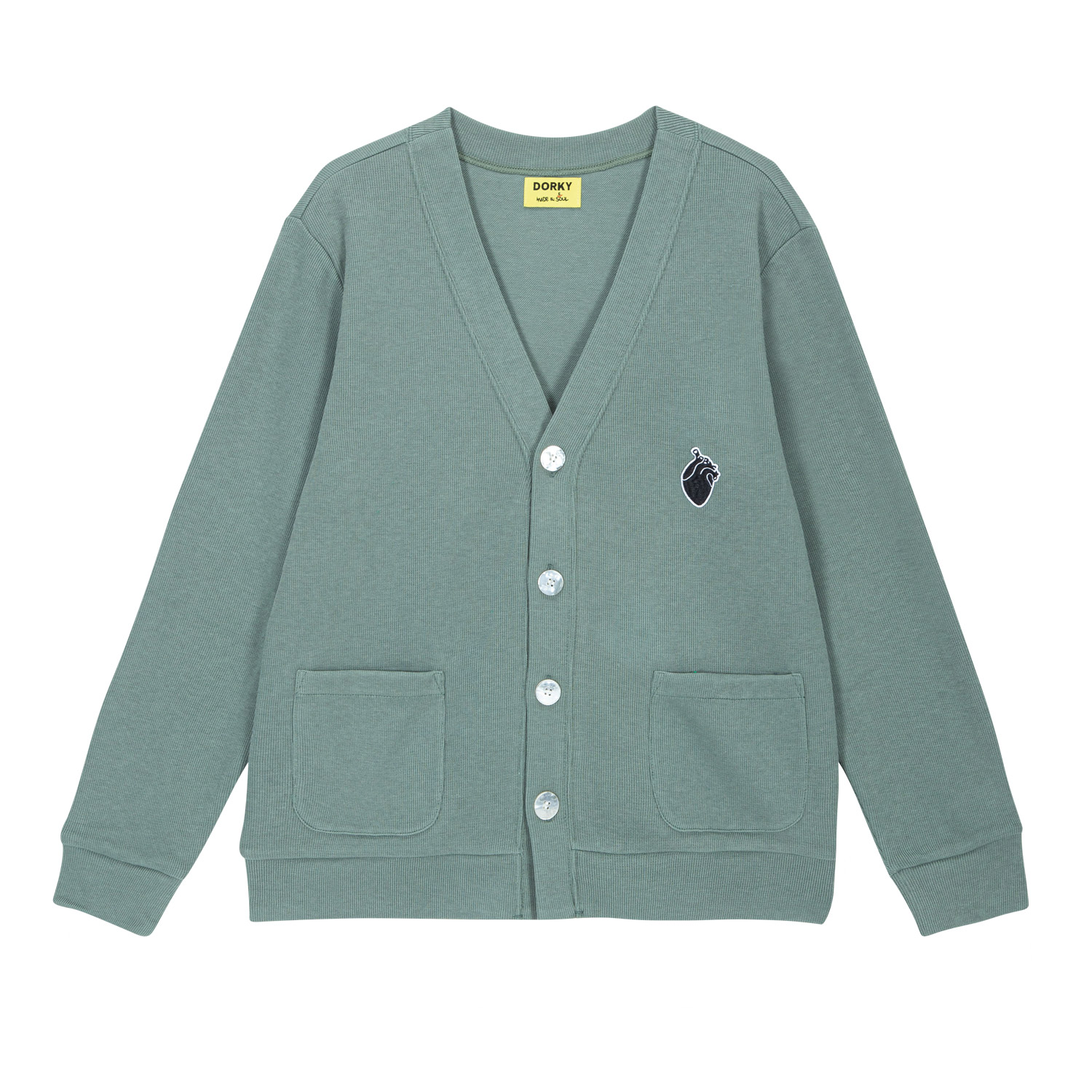 SMALL HEART CARDIGAN KAKI