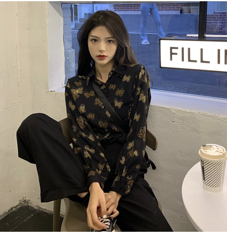 正規通販 大人 カジュアル シンプル きれいめ 大人可愛い かわいい Vネック 長袖 シャツ トップス 上品 20代 10代 冬 秋 柄 存在感  主役級 モダン エレガント 個性的 大人女子 おしゃれ シャツ・ブラウス - flaviogimenis.com.br