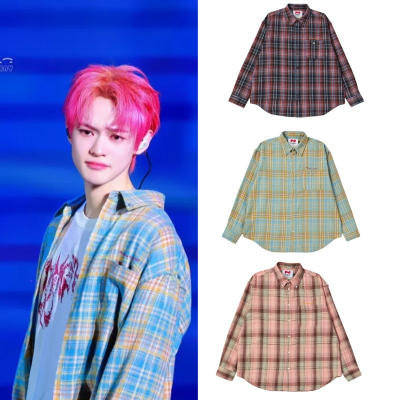 【NCTチョンロ着用】Neo Classic check cutting detailシャツ　オーバーサイズシャツ