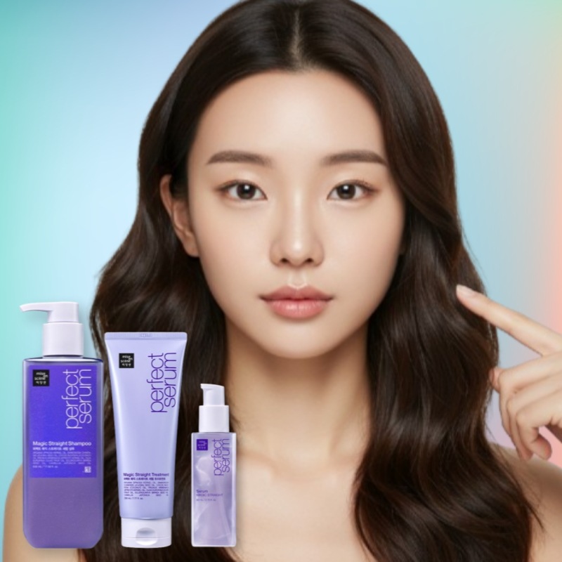 [3種SETスリックカット演出]パーフェクトマジックストレート ヘアケア(シャンプー530ml+トリートメント230ml+セラム80ml) うねり・広がり対策におすすめ