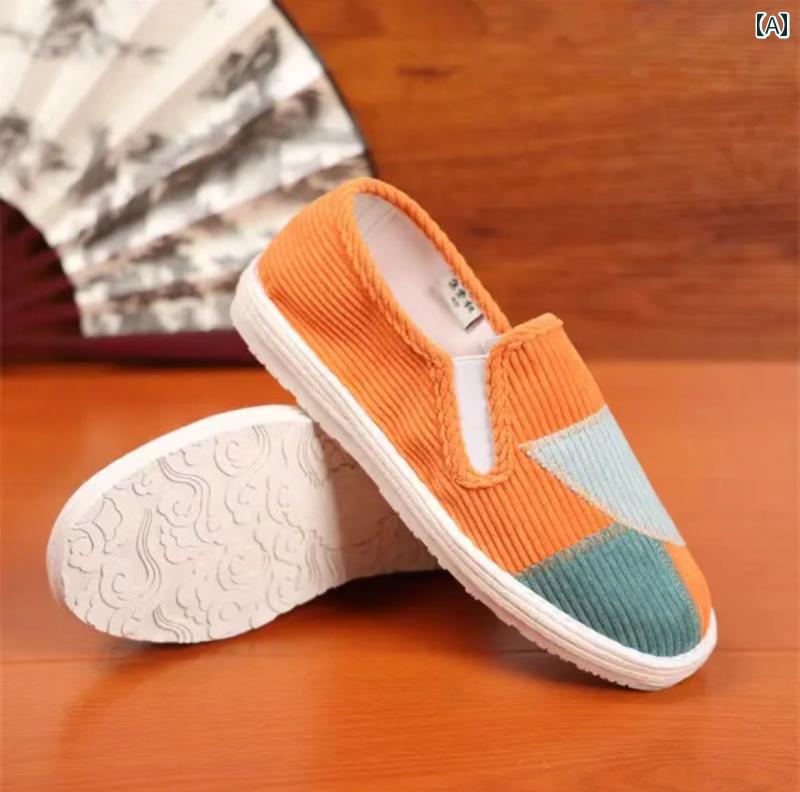 シューズ　スリッパ　カジュアル 夏の 紫の 古風 布 靴 快適 レジャー 通気性 ソフト ソール 春と 夏 滑り止め 千 層 牛革