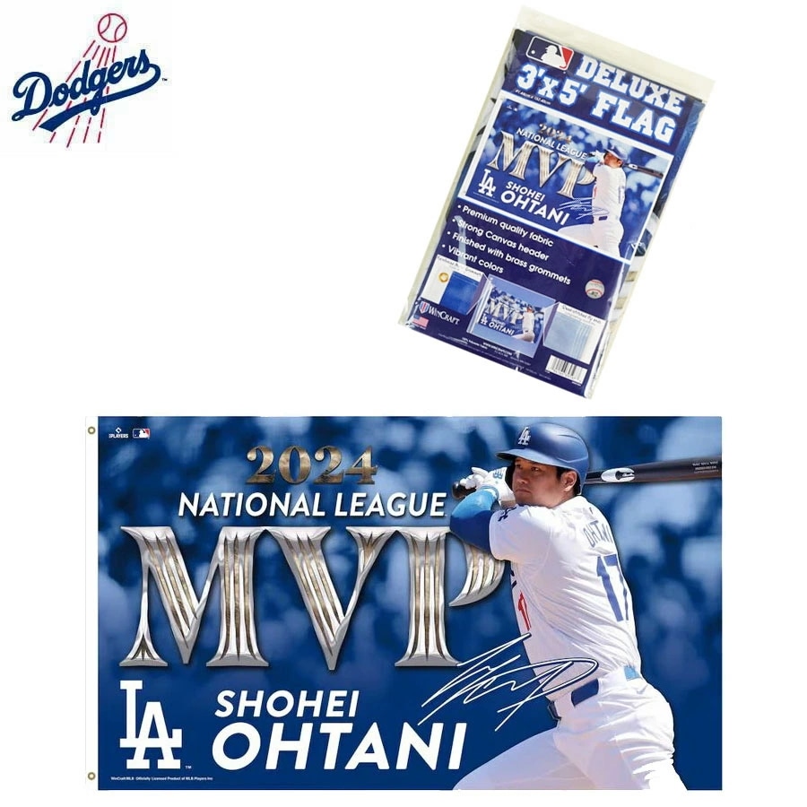 大谷翔平 ロサンゼルス ドジャース公式グッズ【クリックポスト対応可】ウィンクラフト デラックス フラッグ ペナント 旗 インテリア グッズ 記念DELUXE 3x5 F