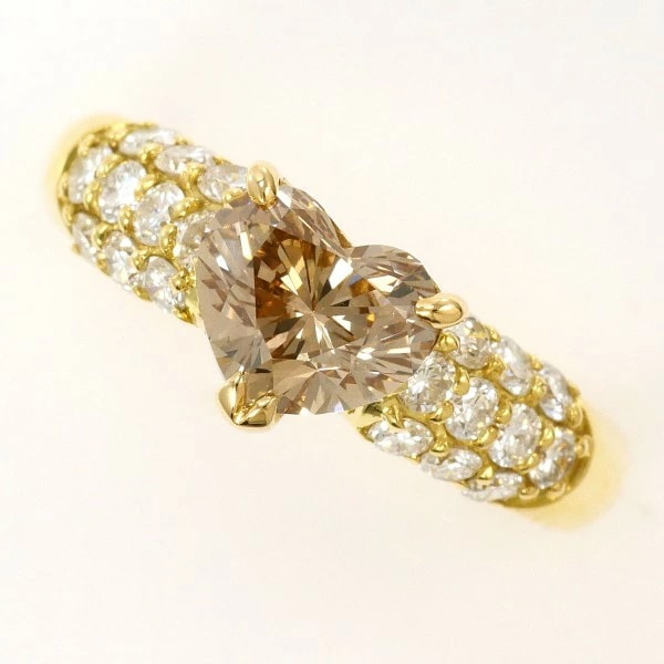 K18 18金 YG リング 10号 ブラウンダイヤ 1.210 ダイヤ 0.56 VS1 中古