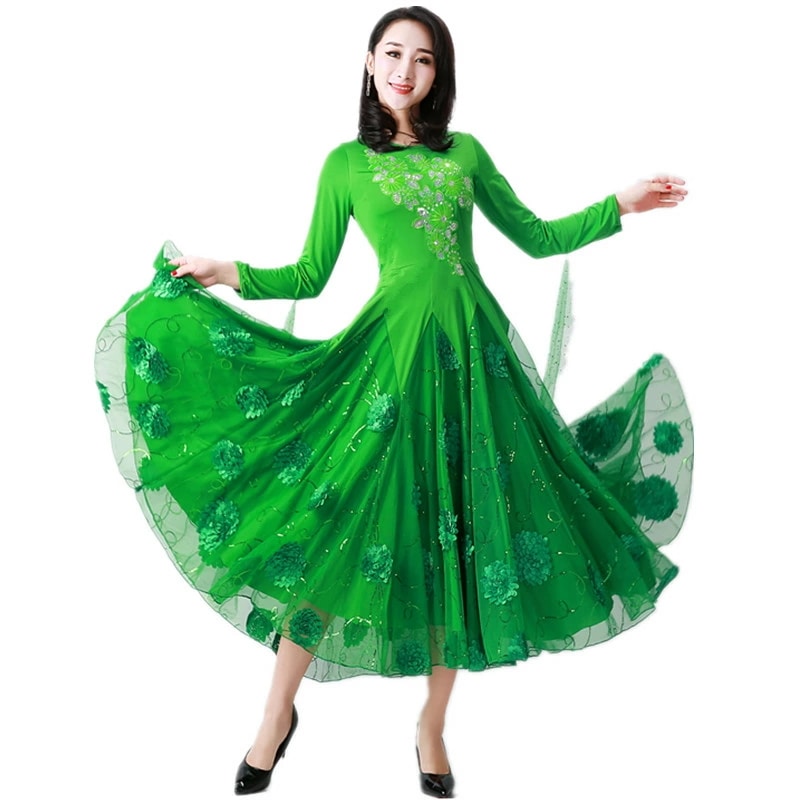社交ダンス 衣装 おしゃれ 花柄 大きいサイズ パーティードレス ロング ワンピース きれいめ ラテンダンス ワルツ チャチャ お呼ばれ キャバドレス 練習着 競技用 インターナショナルダンス 舞台ス