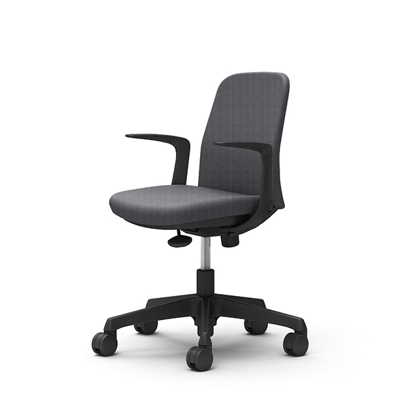 【納期約45日】オカムラ CD23CR FM37 グレー Lives Entry Chair [オフィスチェア デザインアーム 5本脚(コンパクトタイプ) ブラックボディ ウレタンキャスタータイプ]