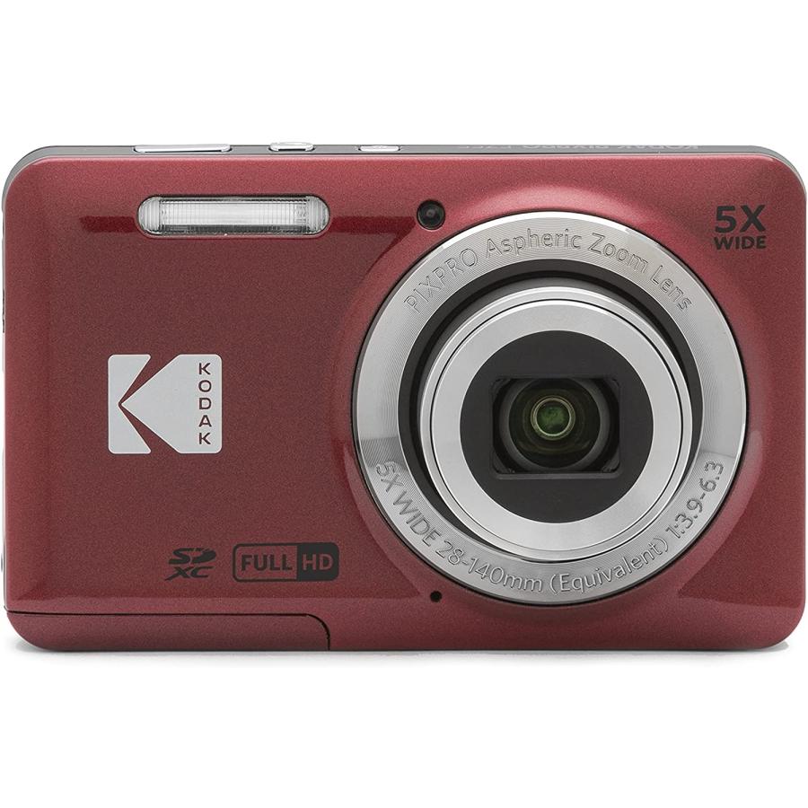【正規品】kodak コダック コンパクトデジタルカメラ PIXPRO FZ55RD2A 光学5倍 レッド デジカメ コンデジ
