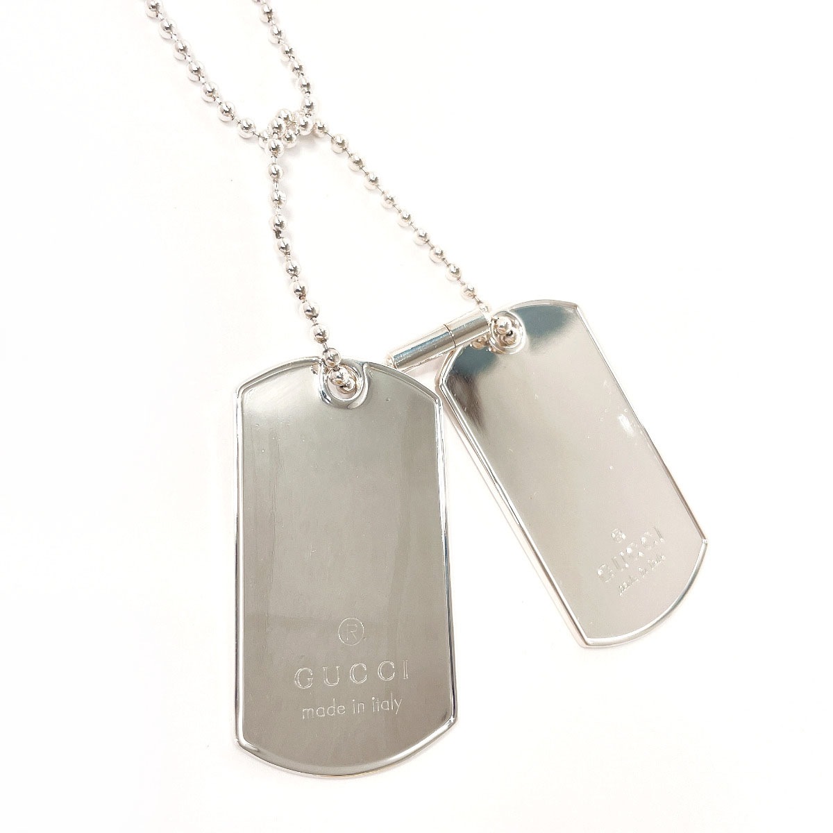 ボールチェーン ドッグタグ ダブルプレート ネックレス シルバー シルバー925 ユニセックス