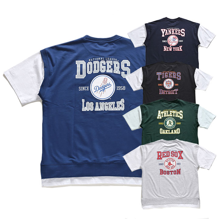 MLB ロサンゼルス ドジャース Tシャツ 半袖 メンズ 春夏用 全5種 大きいサイズ Dodgers LA ロゴ エムエルビー おしゃれ かっこいい 刺繍 ワッペン
