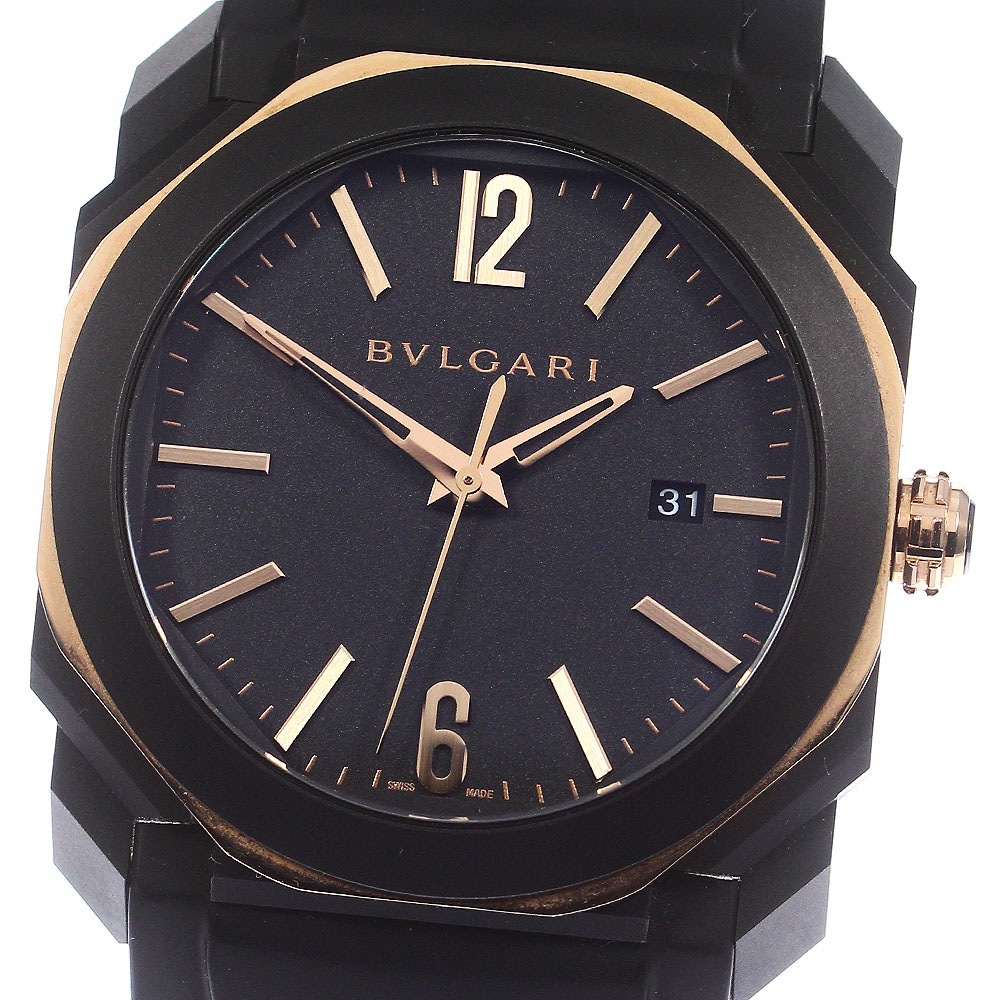 ブルガリ BVLGARI BGOP41SG オクト ウルトラネロ デイト 自動巻き メンズ 箱保証書付き_776652【中古】