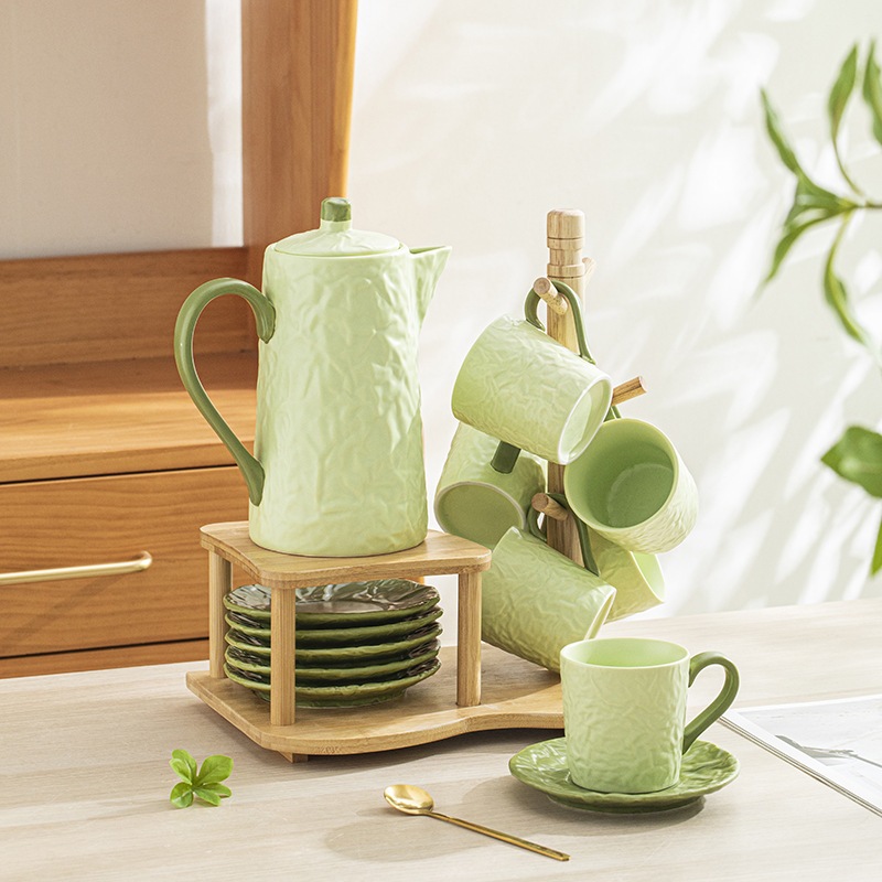 高価値の水の調理器具ウォーターカップ家庭用ギフトボックスセラミック冷水ケトルセットリビングルームフラワーティーポット大容量ティーセットカップカップ 7,769円