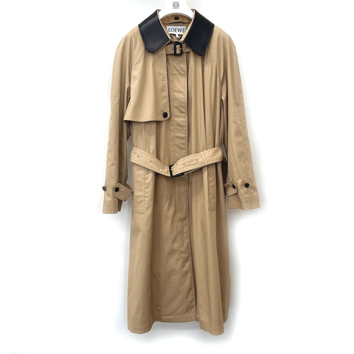 1719478 ダブルレイヤー トレンチコート ベージュ コットン レディース