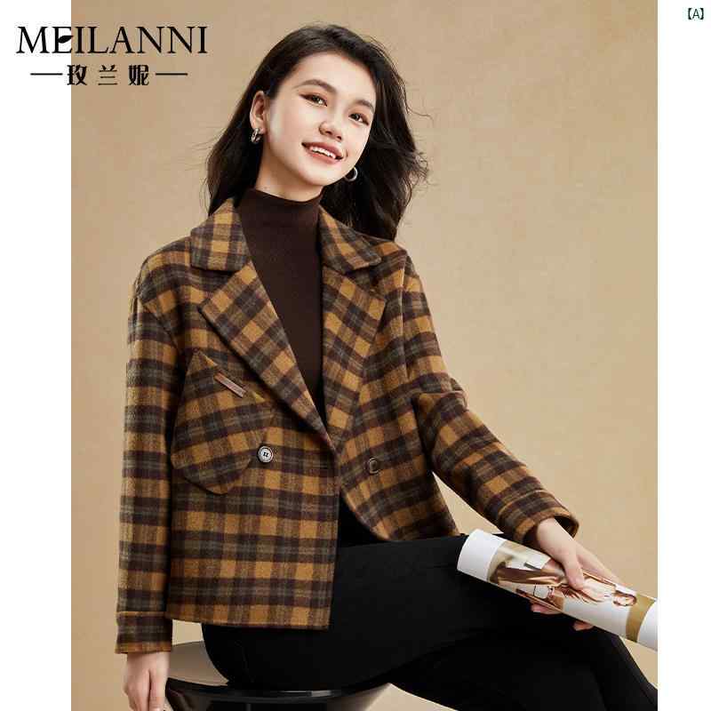 レディース　ファッション　おしゃれ　海外　ヨーロピアン　海外風　大歳　綺麗 千鳥格子 香り マザー ショート ウール コート レディース 晩秋冬 スーツ