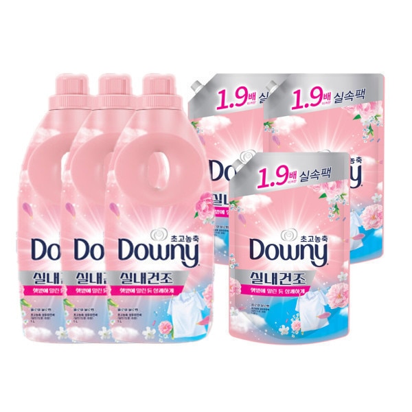 ダウニー 室内乾燥 柔軟剤 フローラル ブロッサム セット（1L 3個 + 1.35L リフィル 3個） (贈呈品なくなり次第贈呈終了)