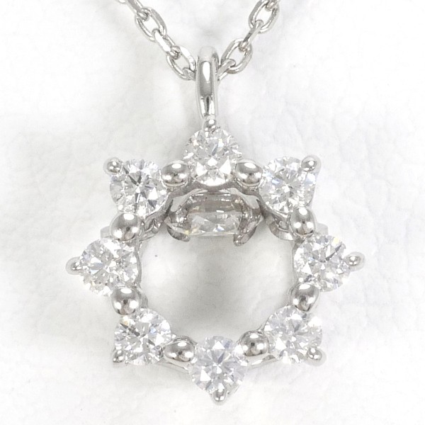 K10 10金 WG ホワイトゴールド ネックレス ダイヤ 0.21 約40cm ジュエリー 中古ネックレス