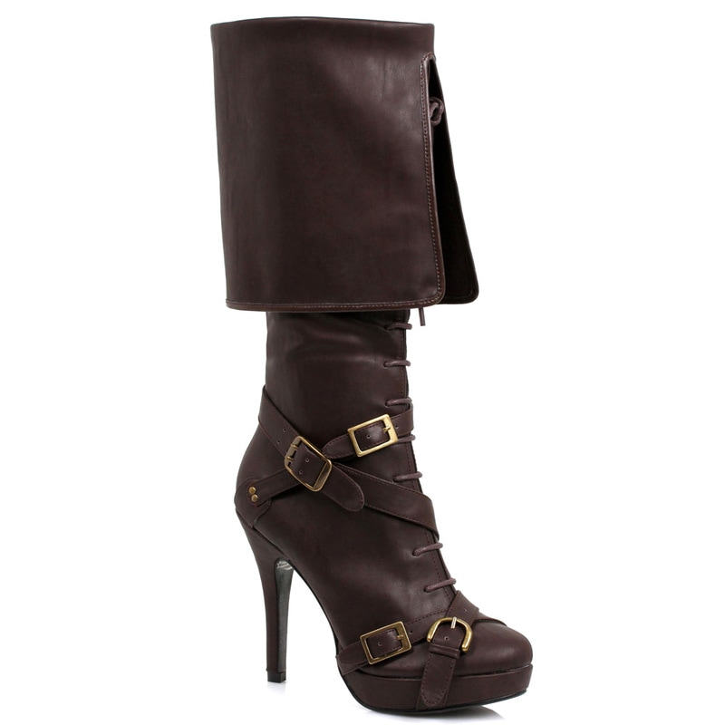 コスプレ 仮装 パイレーツ レースアップブーツ ブラウン 25cm Size 8 【 コスプレ 衣装 ハロウィン 海賊 パーティー 靴 レディース ブーツ シューズ 女性用 ハロウィン 衣装 大人用