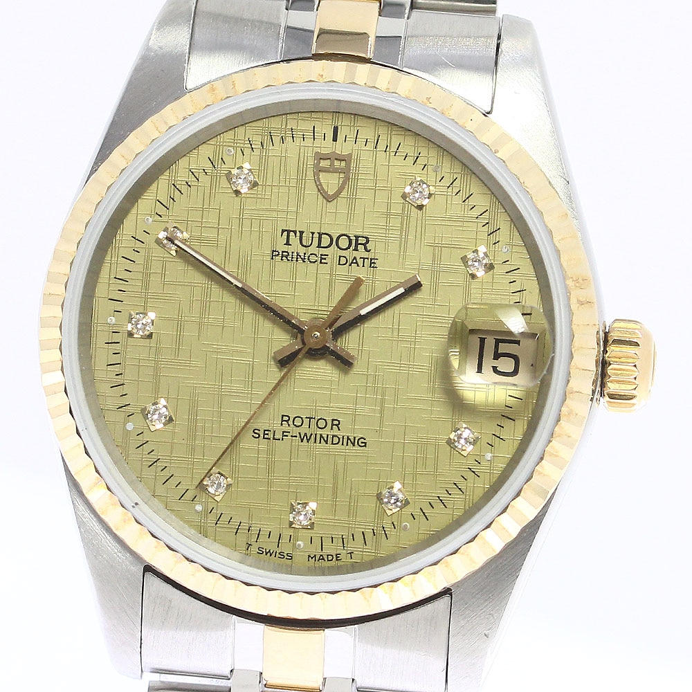 チュードル TUDOR 72033 プリンス デイト YGコンビ 10Pダイヤ cal.2824-2 自動巻き ボーイズ _753517【中古】