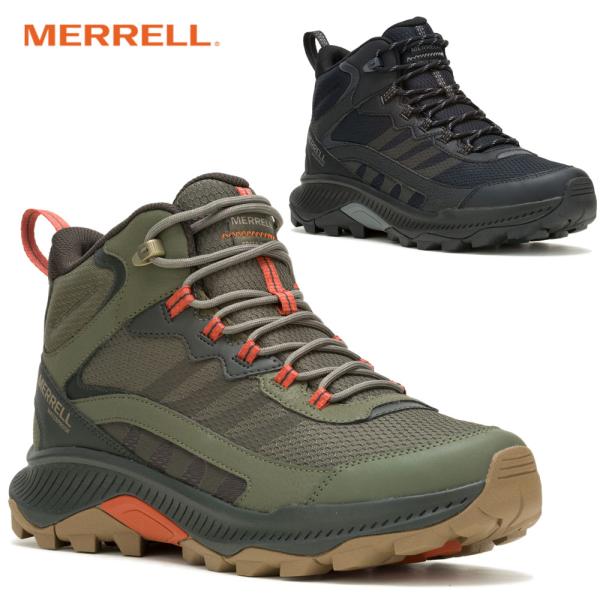 メレル メンズ ハイキングシューズ 防水 靴 アウトドア MERRELL スピード ストライク 2 ミッド ウォータープルーフ M037833 ブラック M037835 オリーブ
