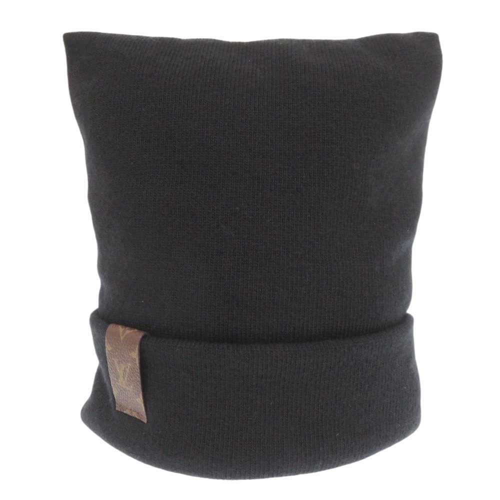 新品同様 ニット帽 ビーニー LV スクエア モノグラムパッチ M93312 帽子 ウール ブラック LV 0686【中古】 メンズ