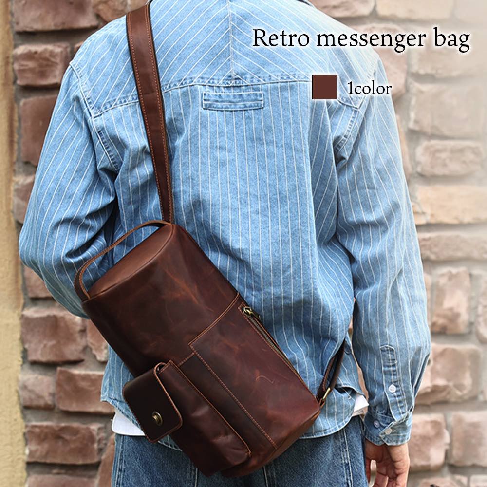 ボディバッグ メンズ レトロメッセンジャーバッグ 防水 人気 かっこいい 秋 レザー 横型 50代 春 小さめ ハイ スポーツ 大容量 ブランド 夏 きれいめ おすすめ おしゃれ ウエストポーチ ウエ