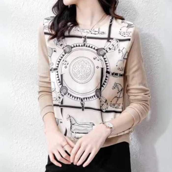 きれいめレディースファッション トップス M L XL 2XL 3XL スカーフ柄のシルクシャツ 5,508円