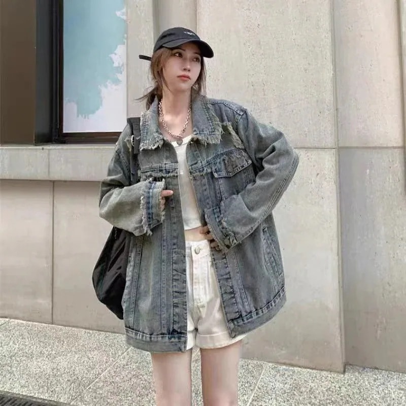 出荷が早い2025ニュースタイル レトロ ジャケットおしゃれ ゆったり デニム トップス 流行り 着痩せ アウターデニムジャケットデニムジャケット