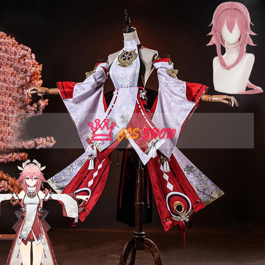 赤字販売!豪華版 原神 げんしん 稲妻 八重神子 やえみこ コスプレ衣装 cosplay 仮装 髪飾り付き イベント クリスマス ハロウィン ステージ 文化祭 学園祭 撮影用