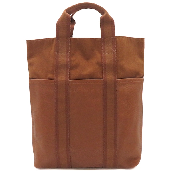 エルメス HERMES トートバッグ フールトゥ カバス ハーフレザー キャンバス レザー ブラウン【中古】