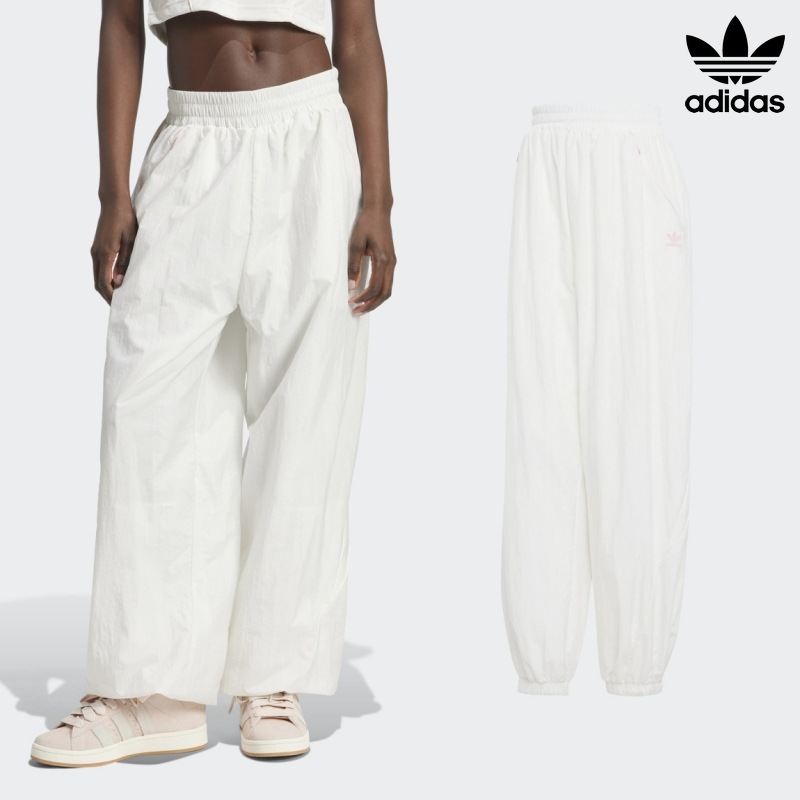 ホワイト ロング パンツ ADIDAS] アディダス ワイド ウーブン パンツ ホワイト / WOVEN