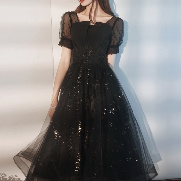 レースラメ 半袖 イブニングドレス レディース ワンピース ドレス 膝丈 マキシ 半袖 パフスリーブ ラメ感 フレア フェミニン レース チュール シフォン 大人可愛い きれいめ 主役級 存在感