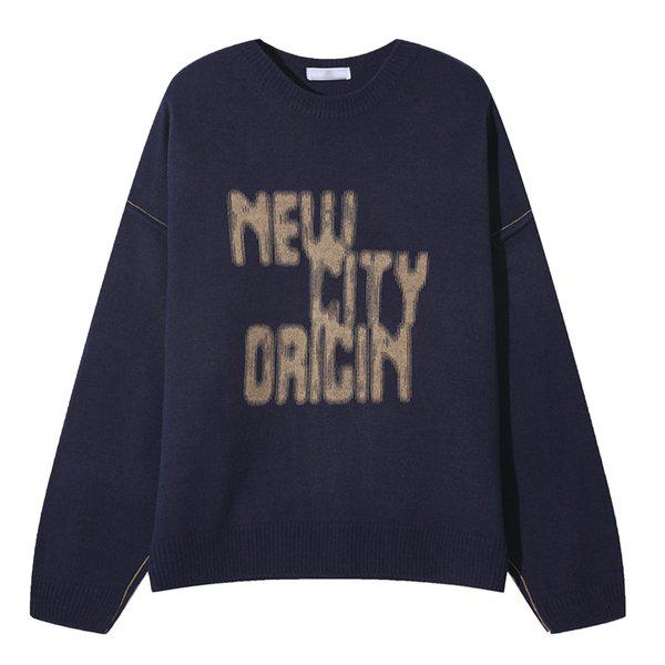 メンズラウンドニューシティリバースニット AC-KN-Q085-ネイビー