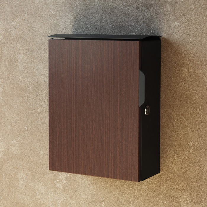 郵便ポスト 壁掛けポスト Piera ピエラ WM-073 ダークグレー/ブラウン木目