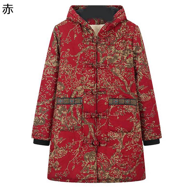 レディースコットンジャケット レディース 花 花柄デザイン プリント 中綿 裏ボアジャケット 婦人服 シニアアウター 防寒ジャケット 長袖 保温性 雪対策 綿服 アウター 用 秋冬用 高齢者 老人 5
