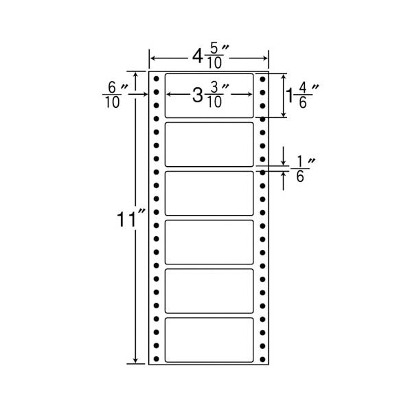 東洋印刷ナナフォーム 連続ラベル Mタイプ 4_5／10x11インチ 6面 84x42mm MM4K1箱（1000折：500折x2冊）