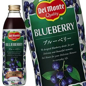 デルモンテ ブルーベリ-20％ 750ml瓶12本［6本2箱］［賞味期限：3ヶ月以上］［送料無料］710営業日以内に出荷