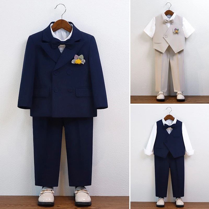 男の子 礼服 ベストセット 子供用 スーツ 英倫 ウェディング フラワーボーイ 司会 ランウェイ 発表会 スーツ