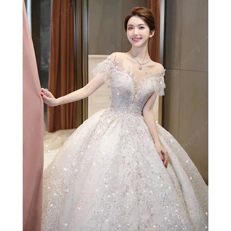 2025新作 高級感 花嫁ロングドレス ウェディングドレス 白長袖 妊婦がカスタマイズ可能 結婚式ワンピース 二次会ドレス 花嫁 パーティードレス 結婚式 ドレス 豪華宮廷風-66