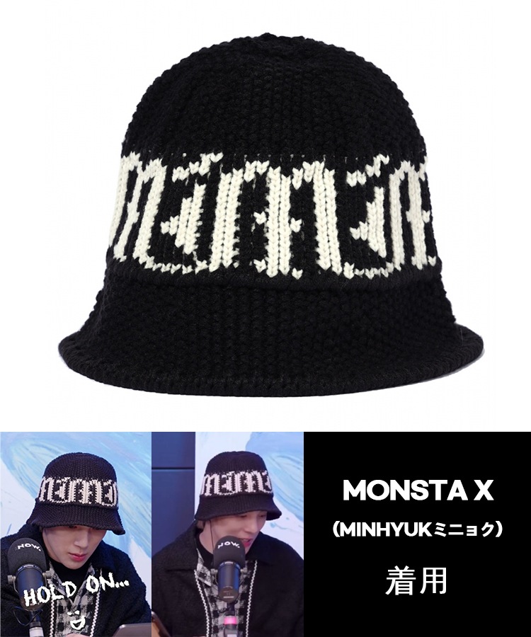 マハグリッドゴシックロゴニットバケットハットブラック (MG2CFMAB32A)