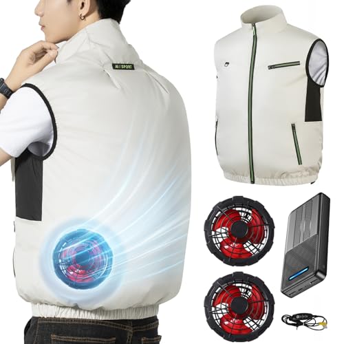 [Noraui] 【2026暴風ファン & 40800mAh大容量バッテリー】 空調作業服 バッテリーファンセット ファン付きベスト 作業用 ジャケット 空調ウェア 空調扇風服 冷却 3段階風量調節