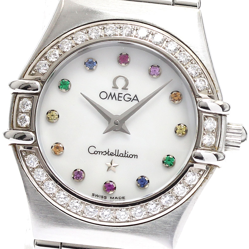 オメガ OMEGA 1460.79 コンステレーションミニ マイチョイス アイリス カラーストーン ダイヤベゼル クォーツ レディース _886895【中古】