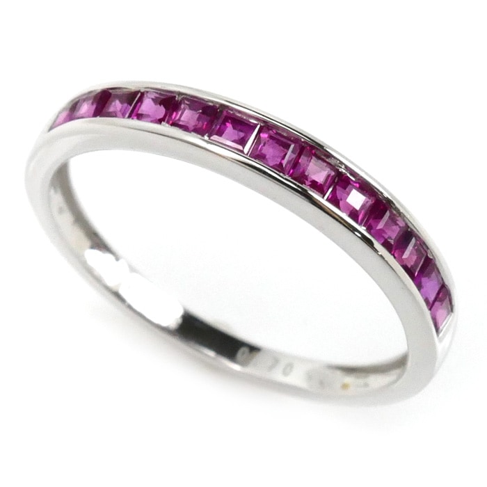 K18WG ホワイトゴールド リング・指輪 ルビー0.70ct 12号 1.7g レディース 中古 美品