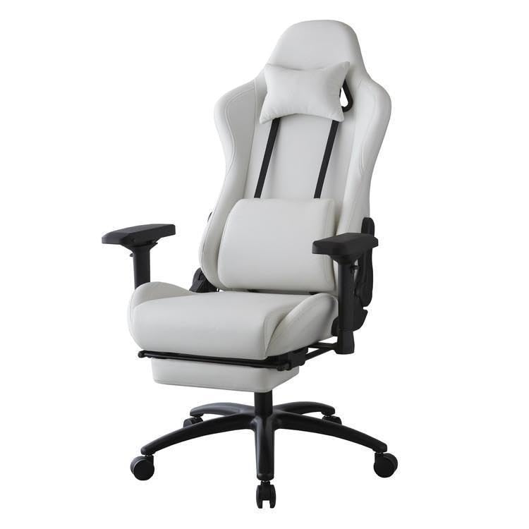 スローン) レザーファブリックゲーミングチェア ポケットコイル オフィスチェア TN-CH06WH ホワイト 44874