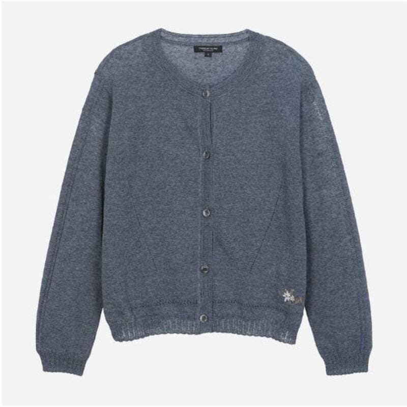 フラワー刺繍のラウンドネックカーディガン T264MCD240W