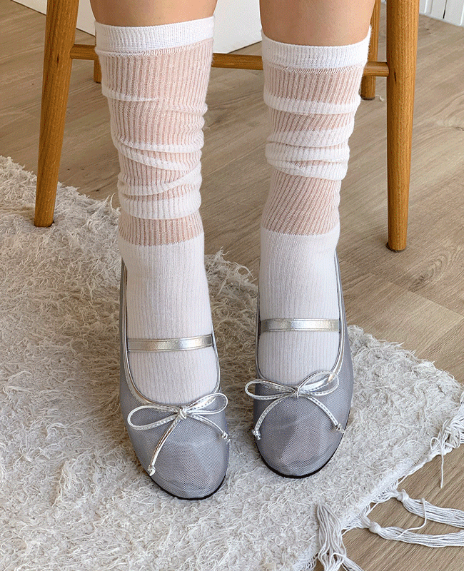 [MILOVANY] ビアーノ リボン シースルー フラット 1cm