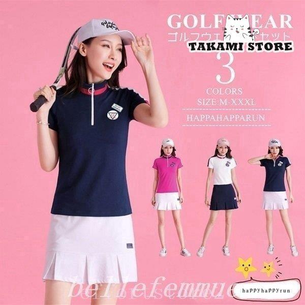 ゴルフウェアレディースワンピースジップおしゃれ着痩せ半袖ワンピース春夏肌触りいいおしゃれかわいい女性用新作新生活就職