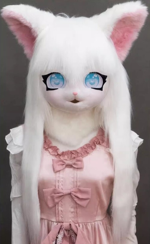 着ぐるみヘッド 猫 白 口開け 全頭ヘッド ケモノ マスク ファースーツ ぬいぐるみ コスプレ コスチューム 6,120円