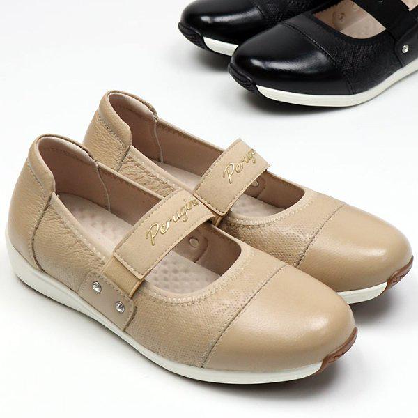 シューズ レザーコンビ バンディング 女性 レディース スリッポン スニーカー ローファー フラット 3cm smp552_P420258852