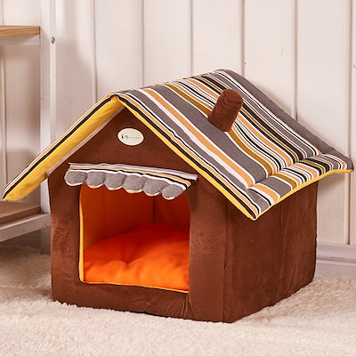 ペットハウス 犬 猫用 三角屋根 ドット柄 室内用 犬...のサムネイル