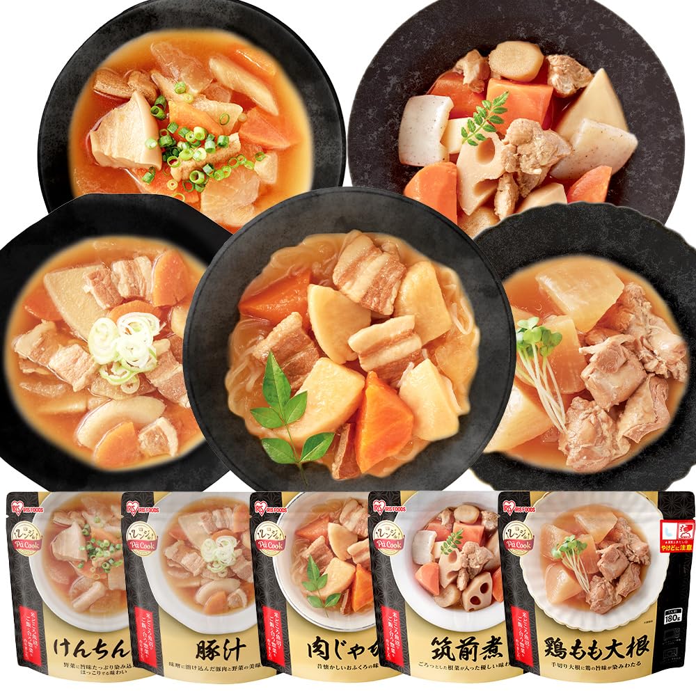 Qoo10最安値挑戦 【Amazon.co.jp限定】アイリスオーヤマ レトルト食品 惣菜 5種10食 詰め合わせセット 国産 常温保存 肉じゃが・筑前煮・豚汁・けんちん汁・鶏もも大根